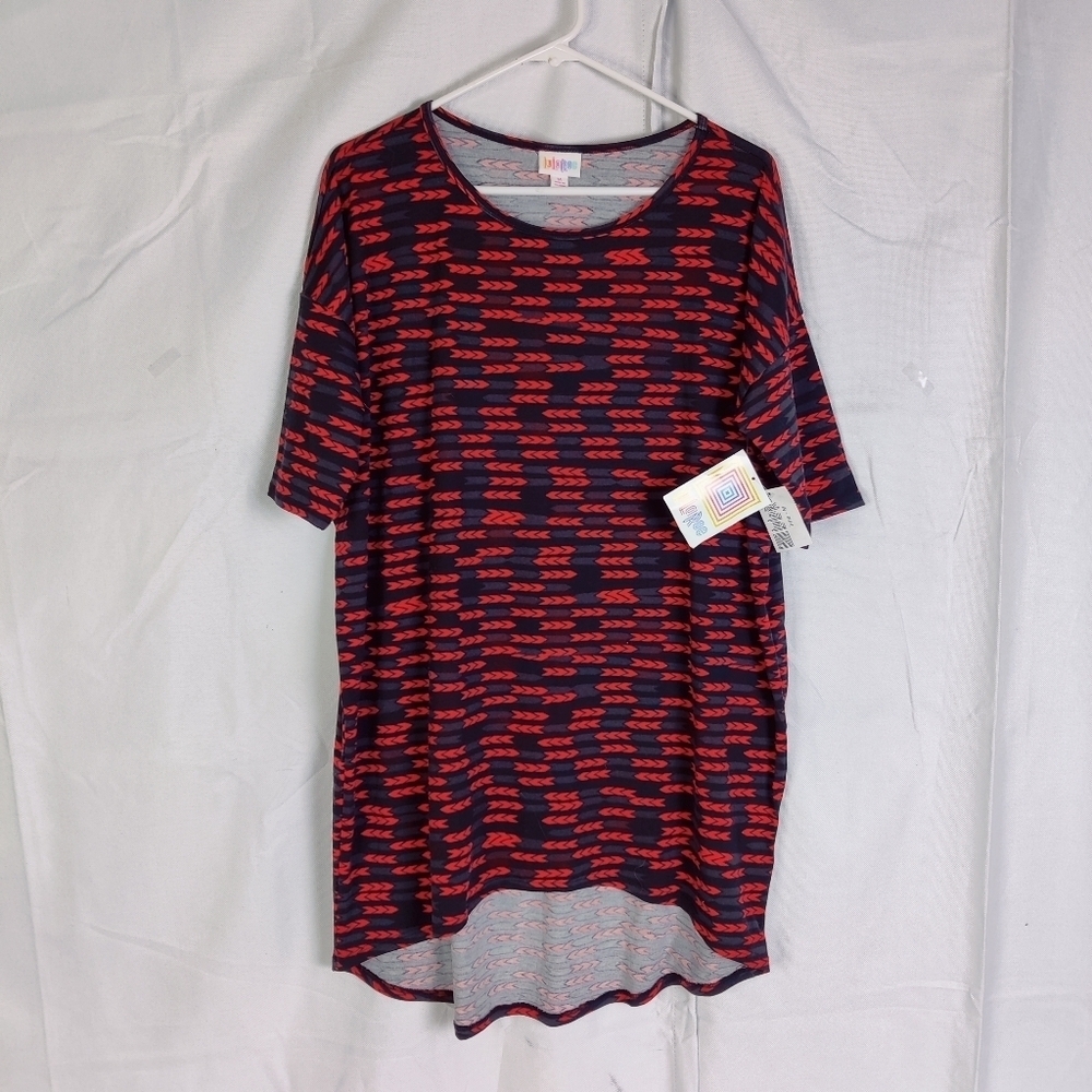 NEW LuLaRoe "Irma" Tunic Top T Tee Shirt Dress Women's Sz Med Red Black Hi Lo